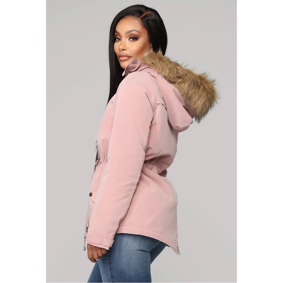 Mauve hooded utility jacket removable hooded sherpa lined sz s toggle waistband - Picture 5 of 8